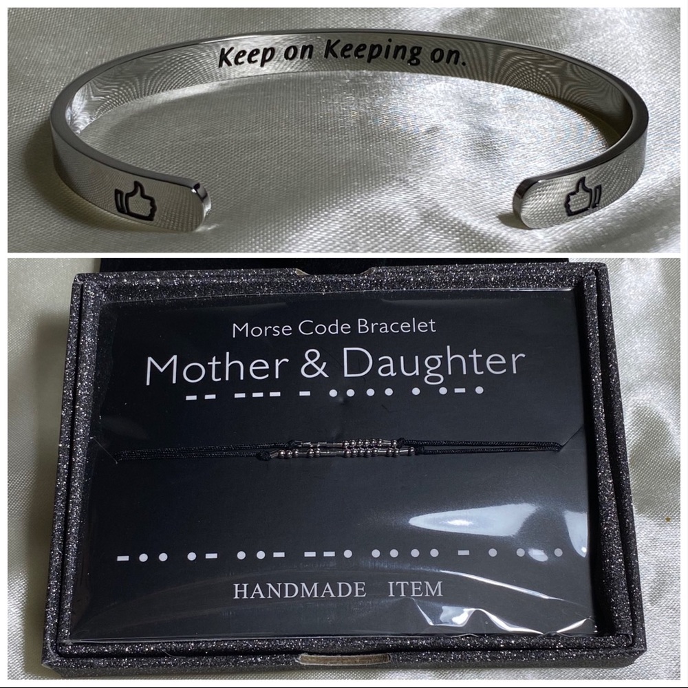 Morse Code Bracelet Jewelry & Fodizi Inspirational Bracelet BUNDLE OF 2